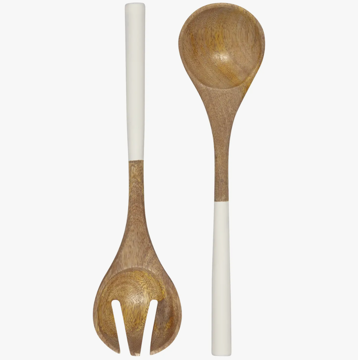 White Mango Wood Salad Servers Set