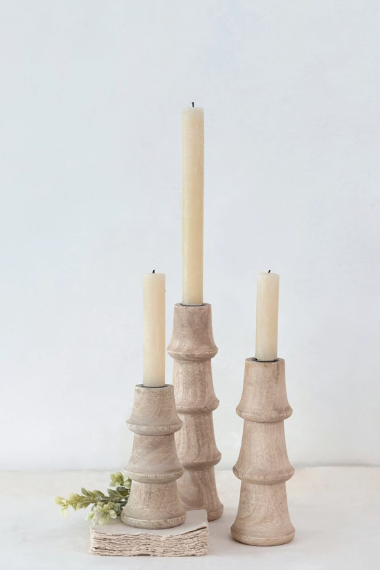 Mango Wood Taper Candle Holder