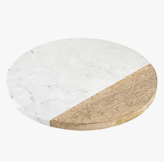 Carved Wood and Marble Charcuterie Board