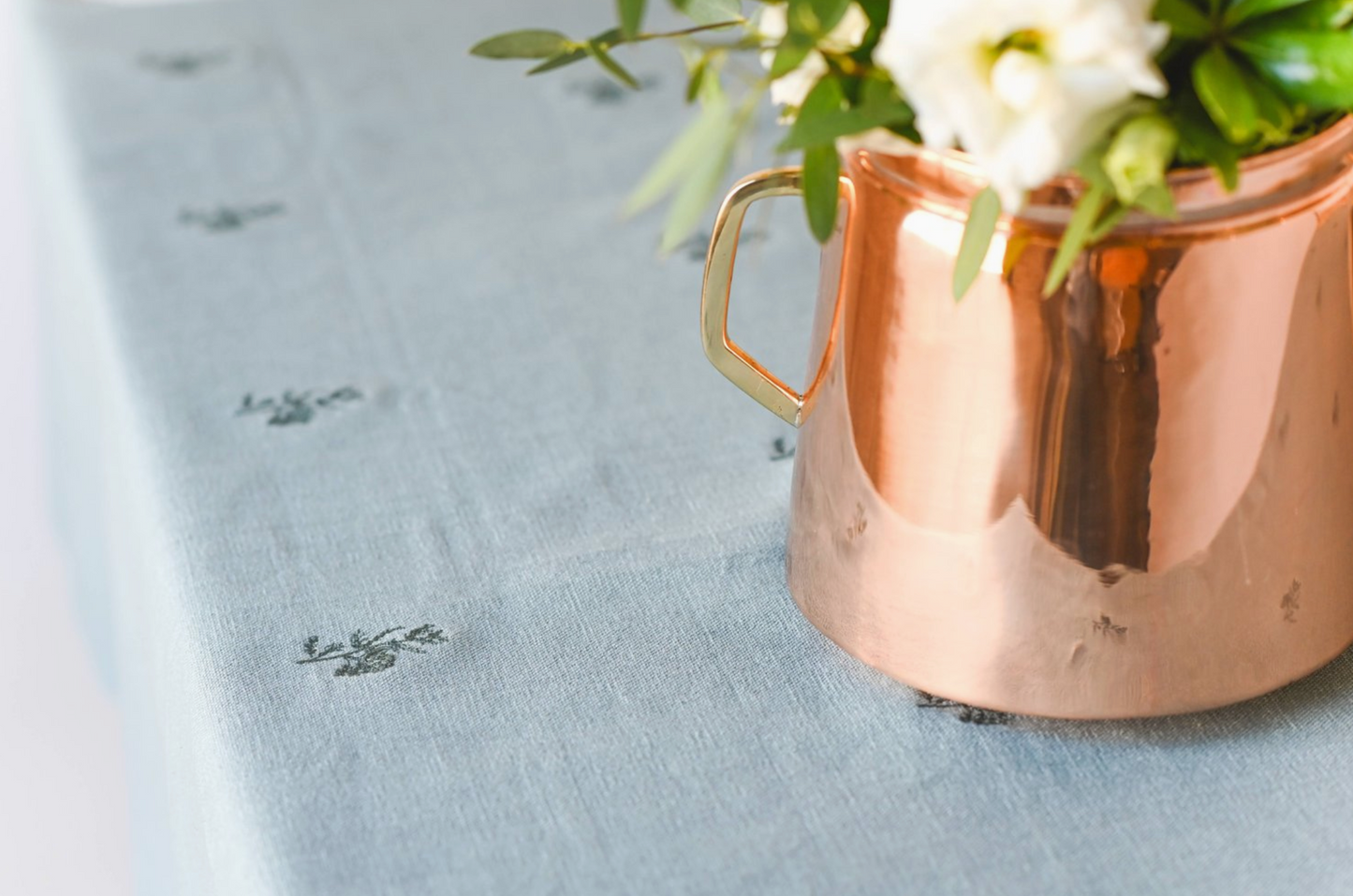 Blue Fleur Embroidered Tablecloth