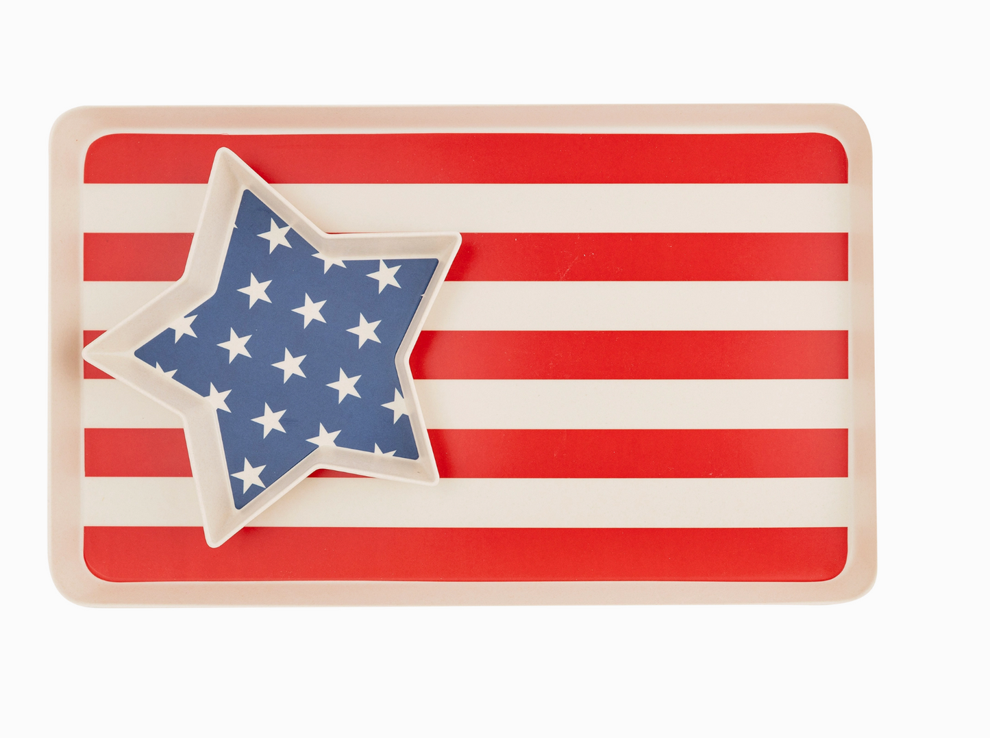 Stars and Stripes Stacked Reusable Bamboo Serving Tray Set